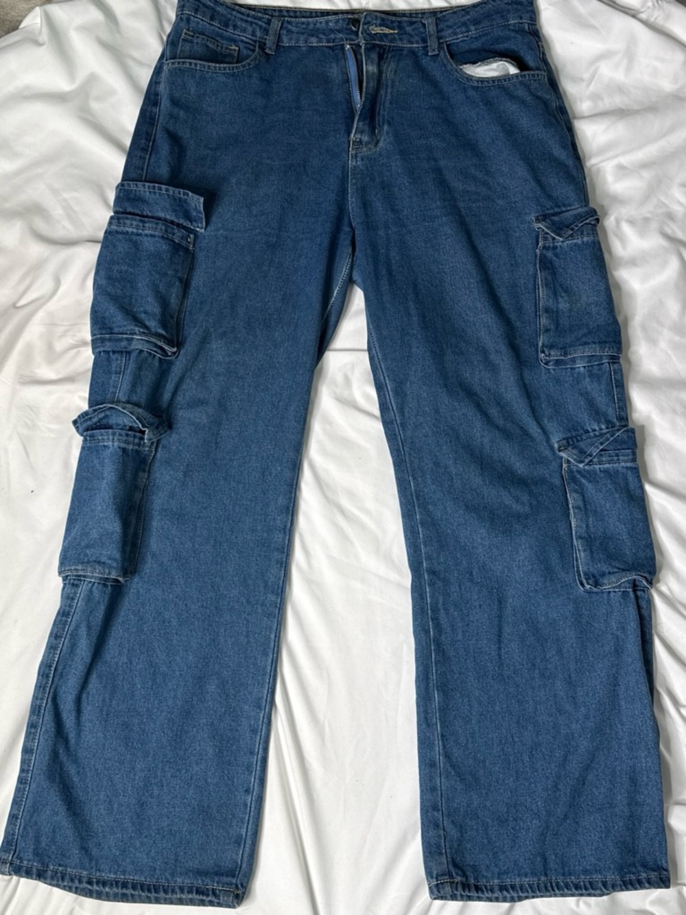 Men's Blue Cargo Denim Pants